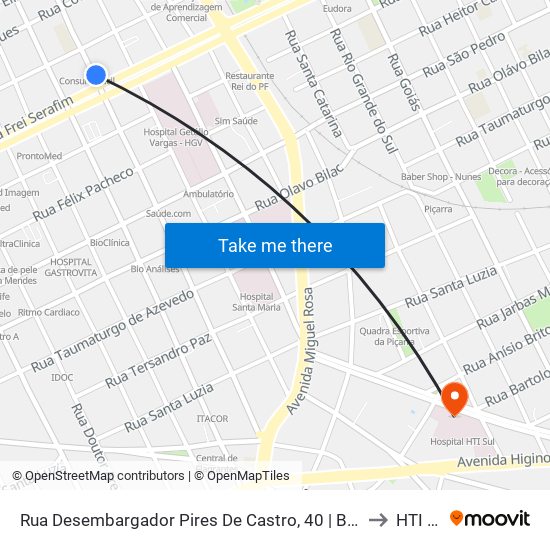 Rua Desembargador Pires De Castro, 40 | Banco Itaú to HTI Sul map