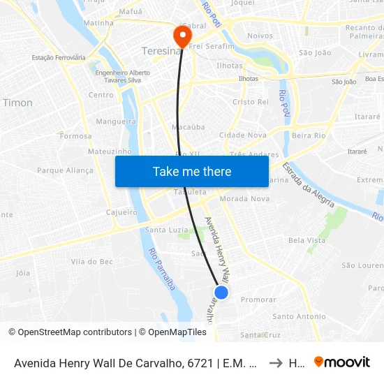Avenida Henry Wall De Carvalho, 6721 | E.M. Parque Piauí to HGV map