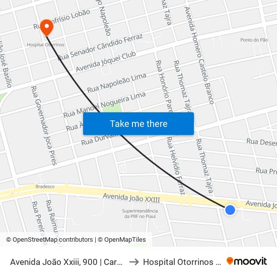 Avenida João Xxiii, 900 | Carvalho Supermercado to Hospital Otorrinos -Medical Leste map