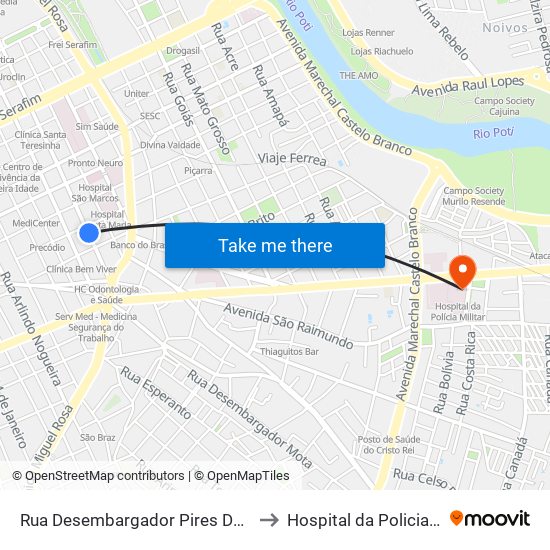 Rua Desembargador Pires De Castro, 725 | Semduh to Hospital da Policia Militar do Piaui map