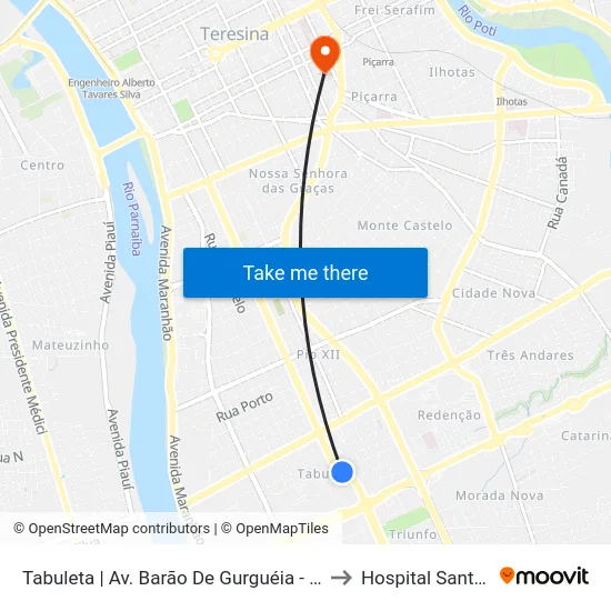 Tabuleta | Av. Barão De Gurguéia - Sentido Bairro to Hospital Santa Maria map