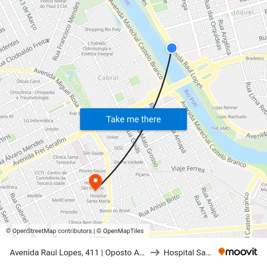 Avenida Raul Lopes, 411 | Oposto Ao Riverside Shopping to Hospital Santa Maria map