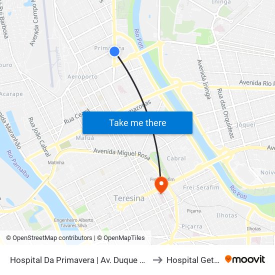 Hospital Da Primavera | Av. Duque De Caxias - Sentido Centro to Hospital Getúlio Vargas map