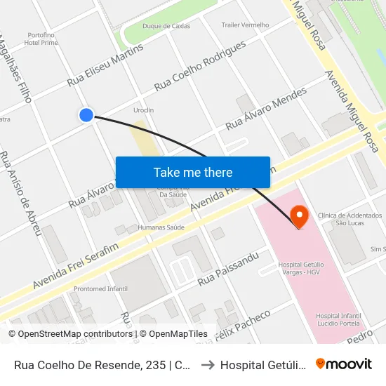 Rua Coelho De Resende, 235 | Coxinha No Cone to Hospital Getúlio Vargas map