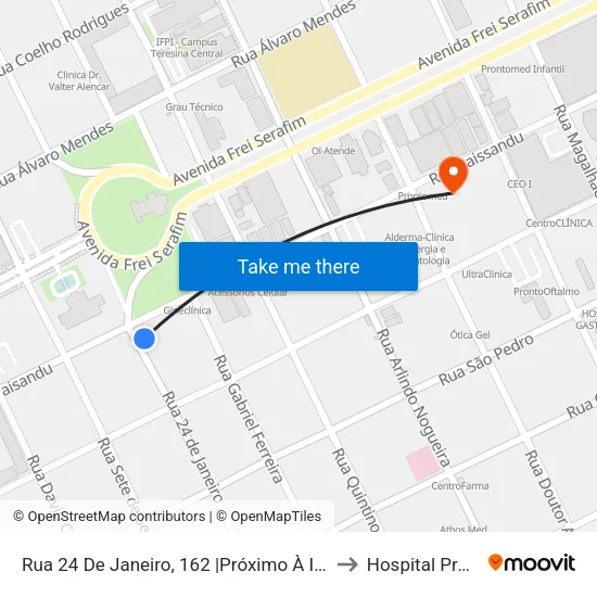 Rua 24 De Janeiro, 162 |Próximo À Igreja São Benedito to Hospital Prontomed map