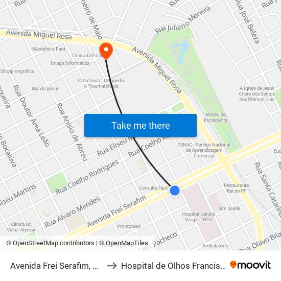 Avenida Frei Serafim, 2386 | Ccs/Hgv to Hospital de Olhos Francisco Vilar - Centro map