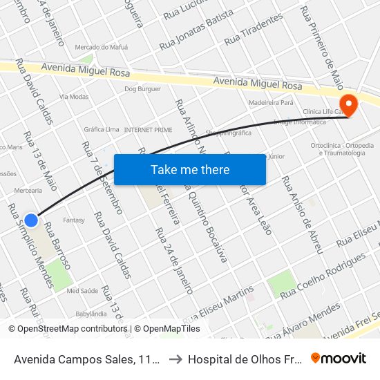 Avenida Campos Sales, 1160 | Senac/Liceu Piauiense to Hospital de Olhos Francisco Vilar - Centro map