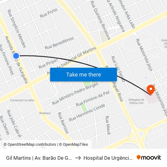 Gil Martins | Av. Barão De Gurguéia - Sentido Bairro to Hospital De Urgência De Teresina - Hut map