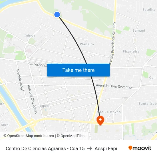 Centro De Ciências Agrárias  - Cca 15 to Aespi Fapi map