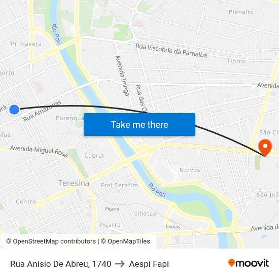 Rua Anísio De Abreu, 1740 to Aespi Fapi map