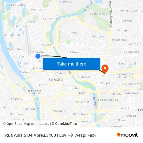 Rua Anísio De Abreu,3400 |  Lbv to Aespi Fapi map