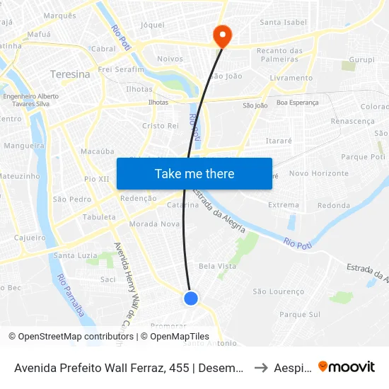 Avenida Prefeito Wall Ferraz, 455 | Desembarque Intermunicipal to Aespi Fapi map