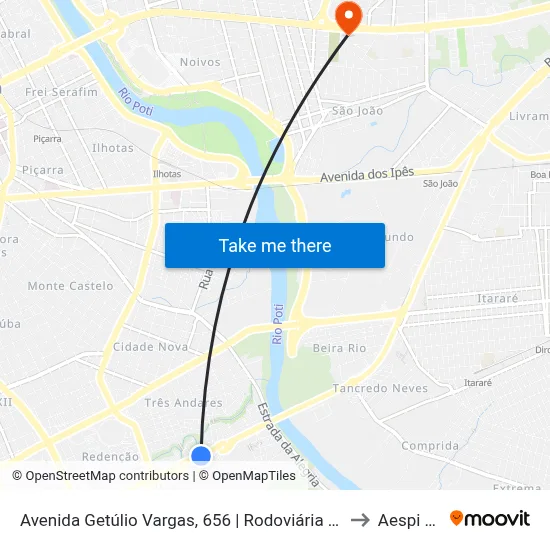 Avenida Getúlio Vargas, 656 | Rodoviária De Teresina to Aespi Fapi map