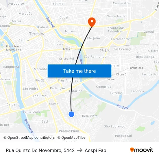 Rua Quinze De Novembro, 5442 to Aespi Fapi map