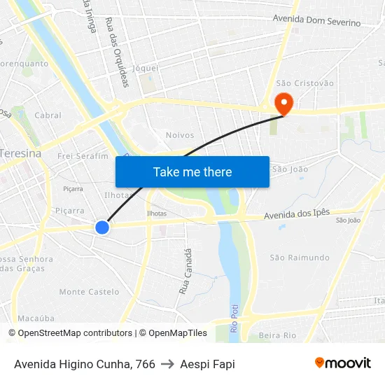 Avenida Higino Cunha, 766 to Aespi Fapi map