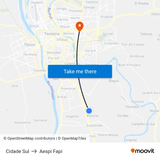 Cidade Sul to Aespi Fapi map