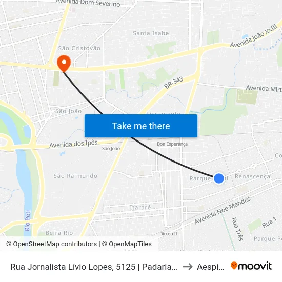 Rua Jornalista Lívio Lopes, 5125 | Padaria Delícias Do Trigo to Aespi Fapi map
