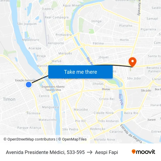 Avenida Presidente Médici, 533-595 to Aespi Fapi map