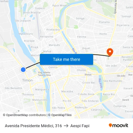 Avenida Presidente Médici, 316 to Aespi Fapi map
