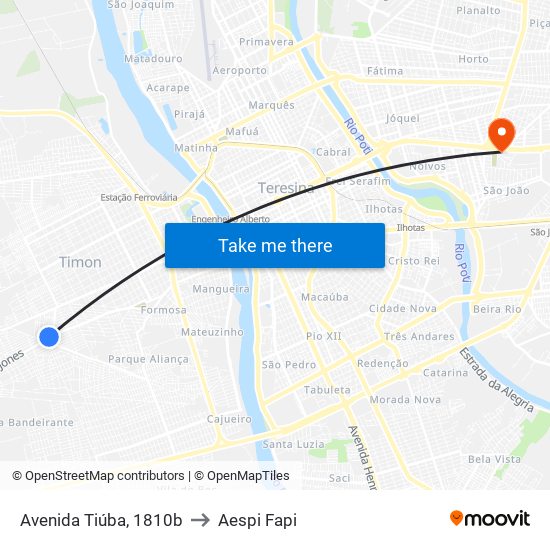 Avenida Tiúba, 1810b to Aespi Fapi map