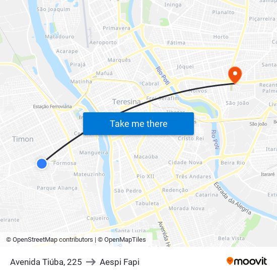 Avenida Tiúba, 225 to Aespi Fapi map