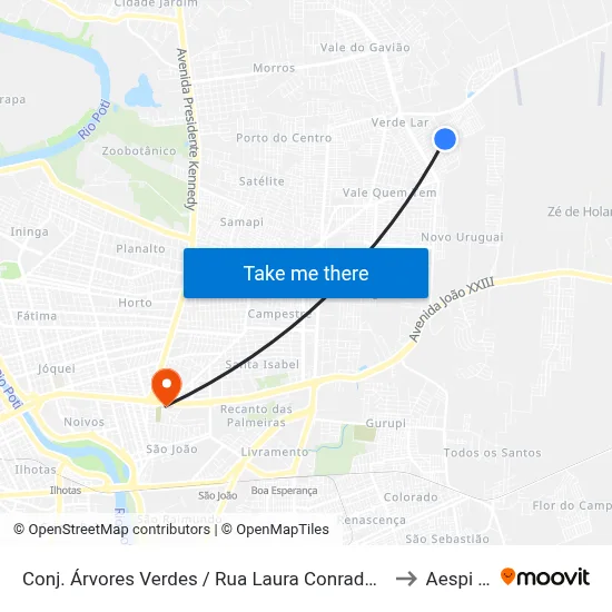 Conj. Árvores Verdes / Rua Laura Conrado, 19 | Quadra 19 to Aespi Fapi map