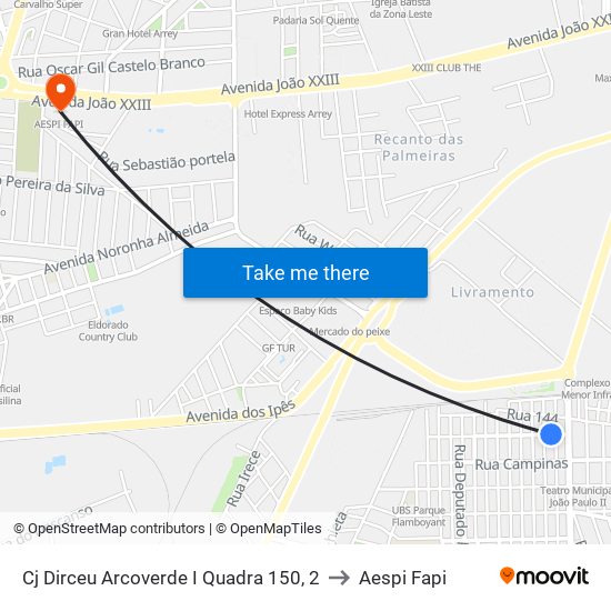 Cj Dirceu Arcoverde I Quadra 150, 2 to Aespi Fapi map