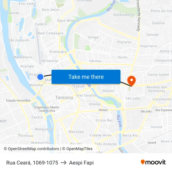 Rua Ceará, 1069-1075 to Aespi Fapi map