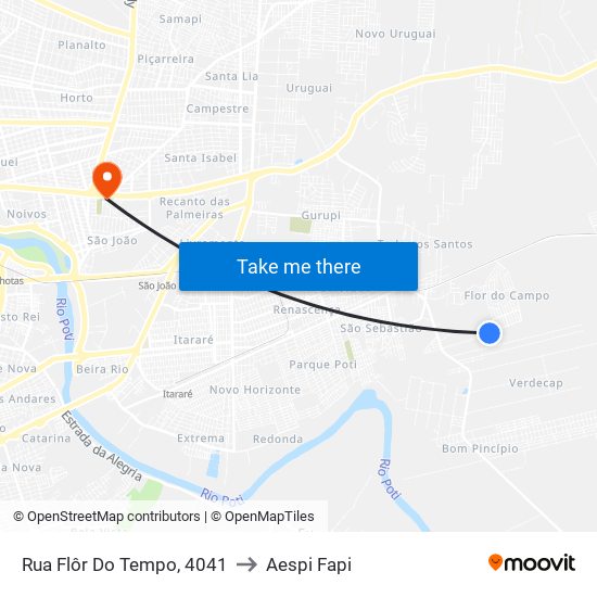 Rua Flôr Do Tempo, 4041 to Aespi Fapi map