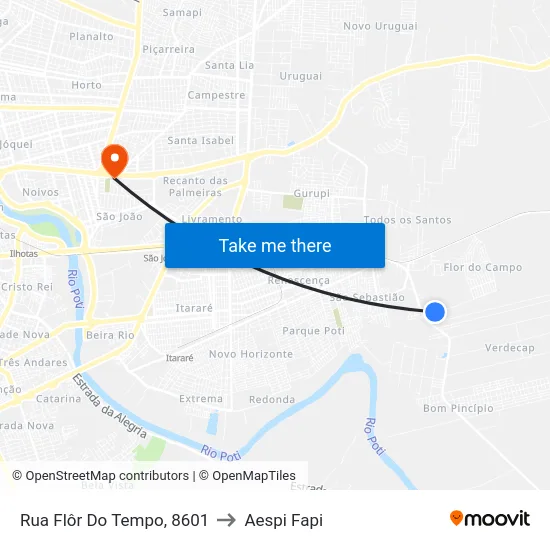 Rua Flôr Do Tempo, 8601 to Aespi Fapi map