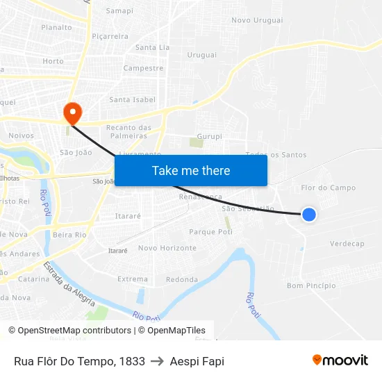 Rua Flôr Do Tempo, 1833 to Aespi Fapi map