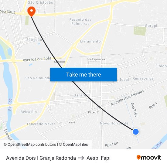 Avenida Dois | Granja Redonda to Aespi Fapi map