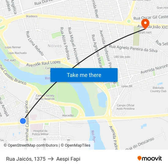 Rua Jaicós, 1375 to Aespi Fapi map
