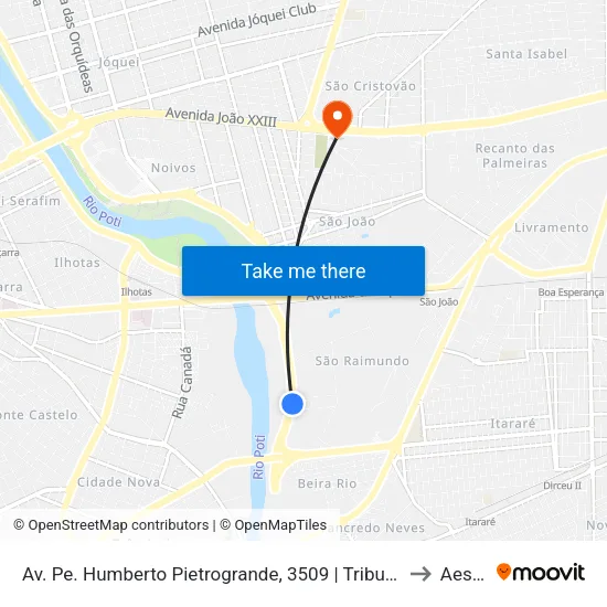 Av. Pe. Humberto Pietrogrande, 3509 | Tribunal De Justiça Do Piauí - Sentido Centro to Aespi Fapi map