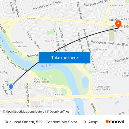 Rua José Omatti, 529 | Condomínio Solar Do Longá to Aespi Fapi map
