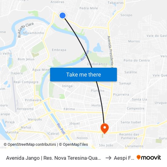 Avenida Jango | Res. Nova Teresina-Quadra 05, 17 to Aespi Fapi map