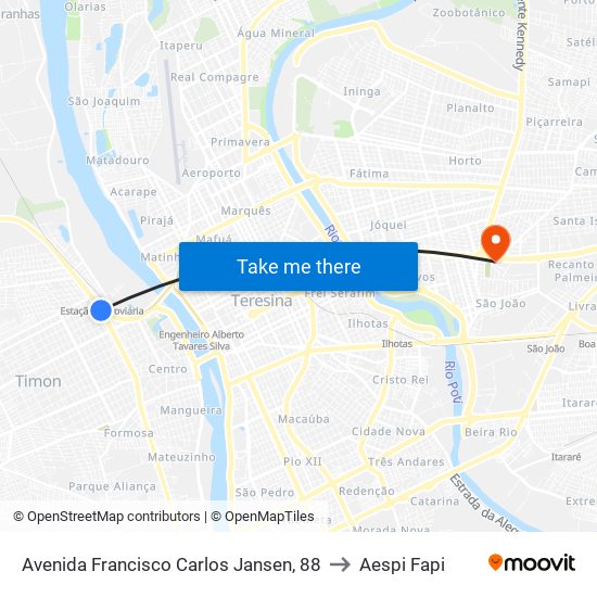 Avenida Francisco Carlos Jansen, 88 to Aespi Fapi map