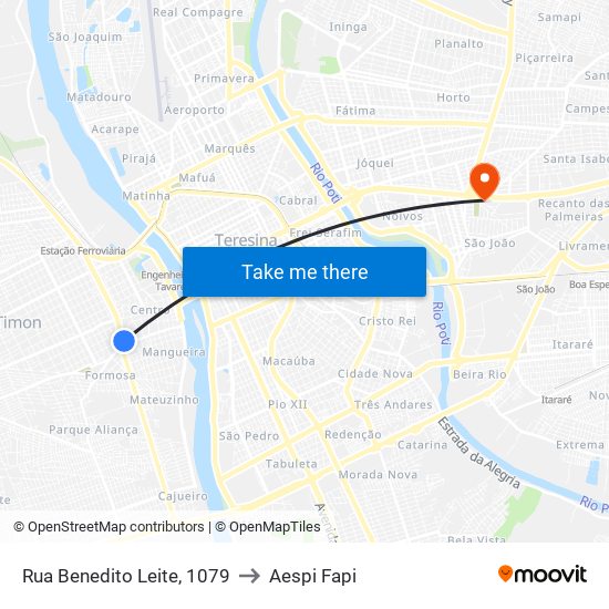 Rua Benedito Leite, 1079 to Aespi Fapi map