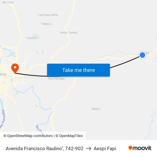Avenida Francisco Raulino", 742-902 to Aespi Fapi map