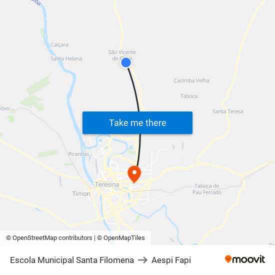 Escola Municipal Santa Filomena to Aespi Fapi map