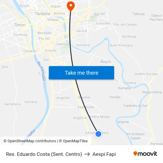 Res. Eduardo Costa (Sent. Centro) to Aespi Fapi map
