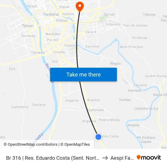 Br 316 | Res. Eduardo Costa (Sent. Norte) to Aespi Fapi map