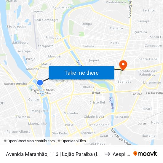 Avenida Maranhão, 116 | Lojão Paraiba (Intermunicipal) to Aespi Fapi map