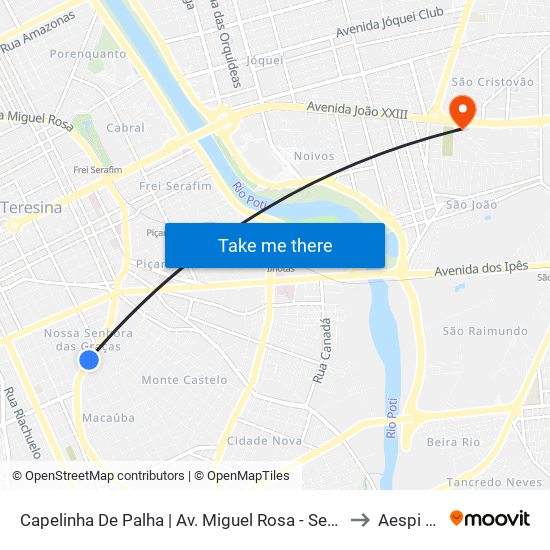 Capelinha De Palha | Av. Miguel Rosa - Sentido Bairro to Aespi Fapi map