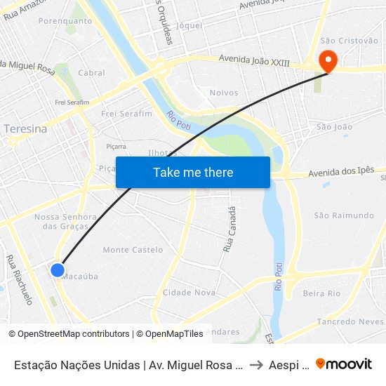 Estação Nações Unidas  | Av. Miguel Rosa - Sentido Centro to Aespi Fapi map