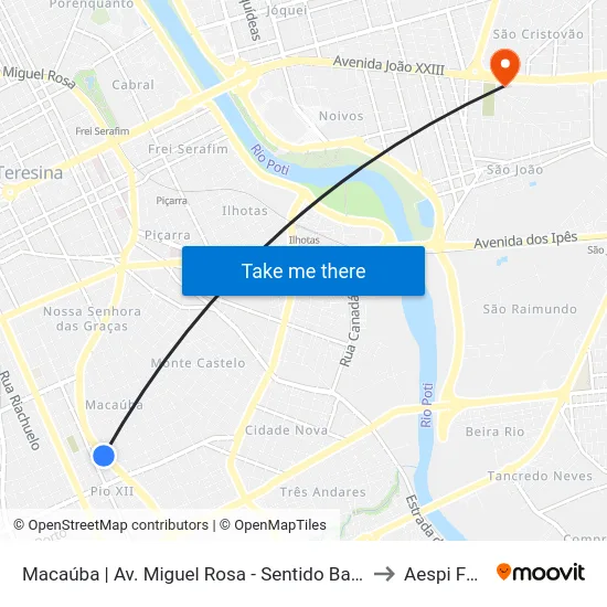 Macaúba | Av. Miguel Rosa - Sentido Bairro to Aespi Fapi map