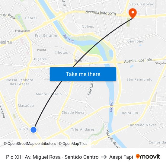 Pio XII  | Av. Miguel Rosa - Sentido Centro to Aespi Fapi map