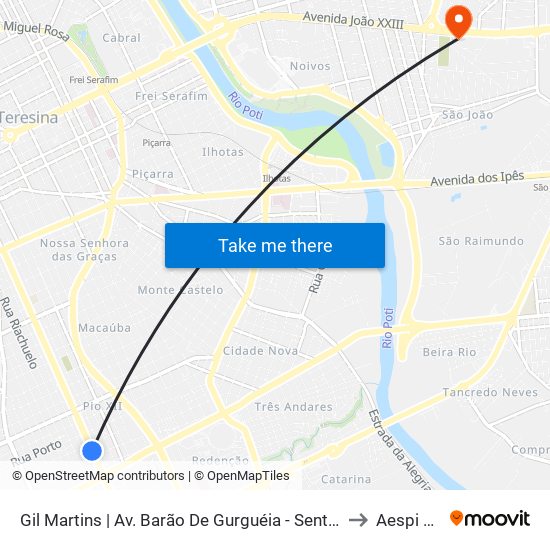 Gil Martins | Av. Barão De Gurguéia - Sentido Centro to Aespi Fapi map