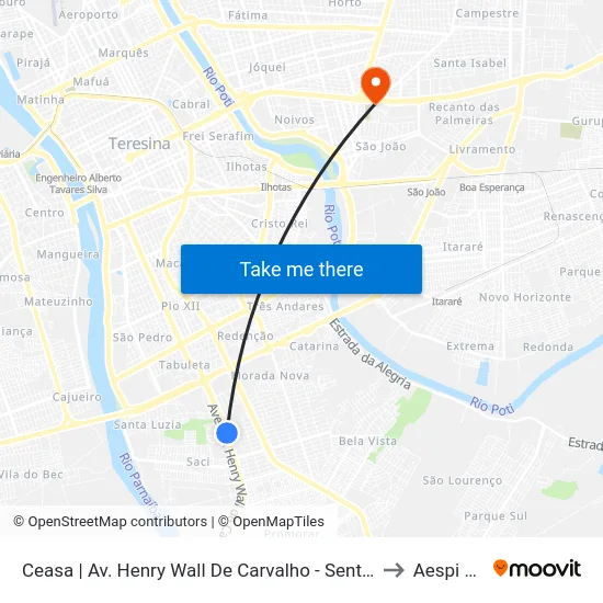 Ceasa | Av. Henry Wall De Carvalho - Sentido Centro to Aespi Fapi map