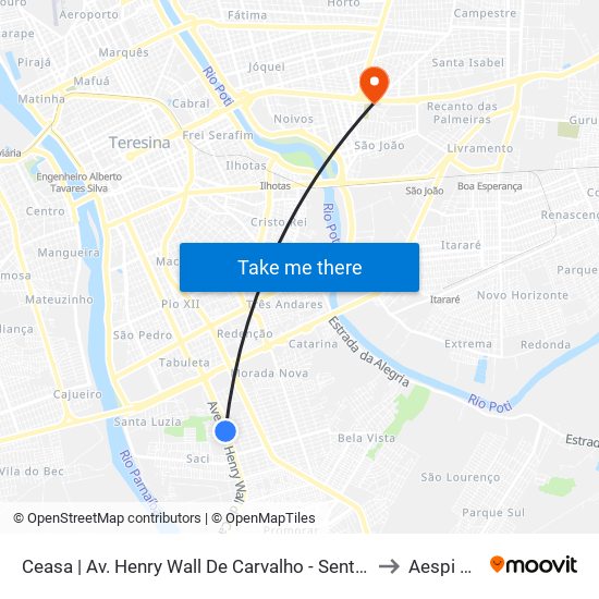 Ceasa | Av. Henry Wall De Carvalho - Sentido Bairro to Aespi Fapi map